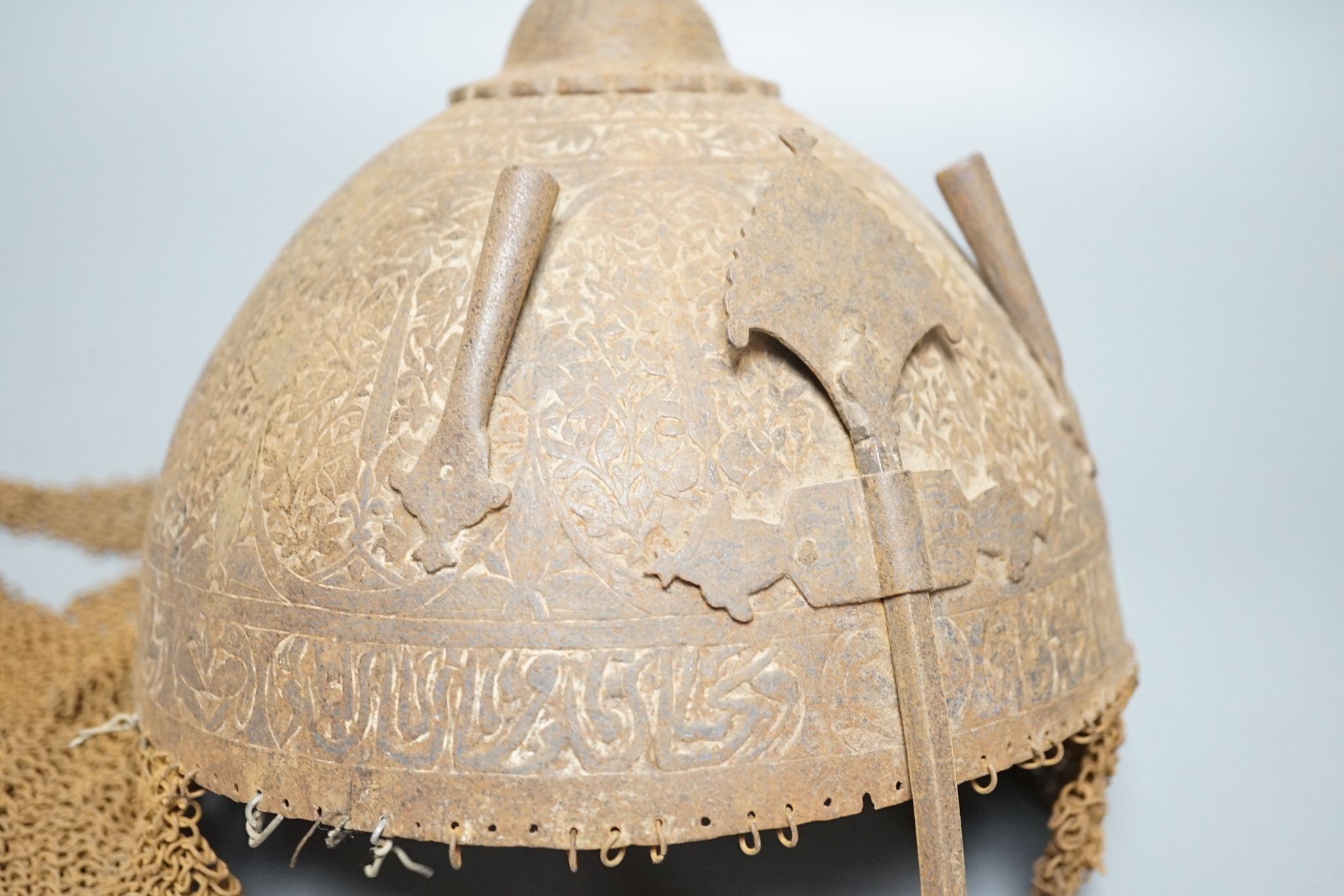 A 19th century Indo-Persian steel helmet (kulah-khud)